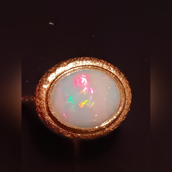 Exclusive Huge Ethiopian Opal Ring Gold Over Sterling Silver New - Picture 16 of 16